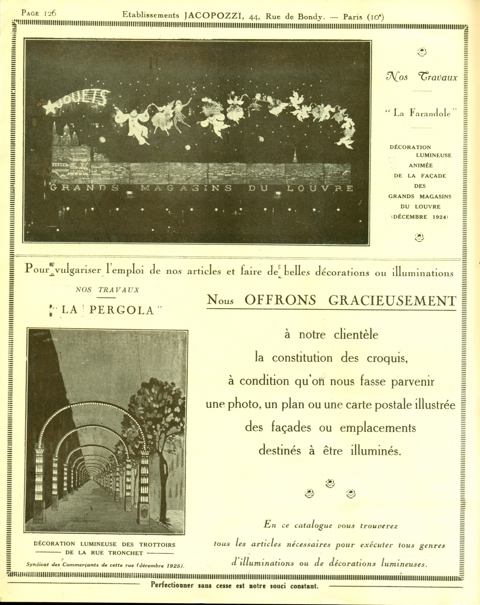 Page de la brochure commerciale des Établissements Jacopozzi