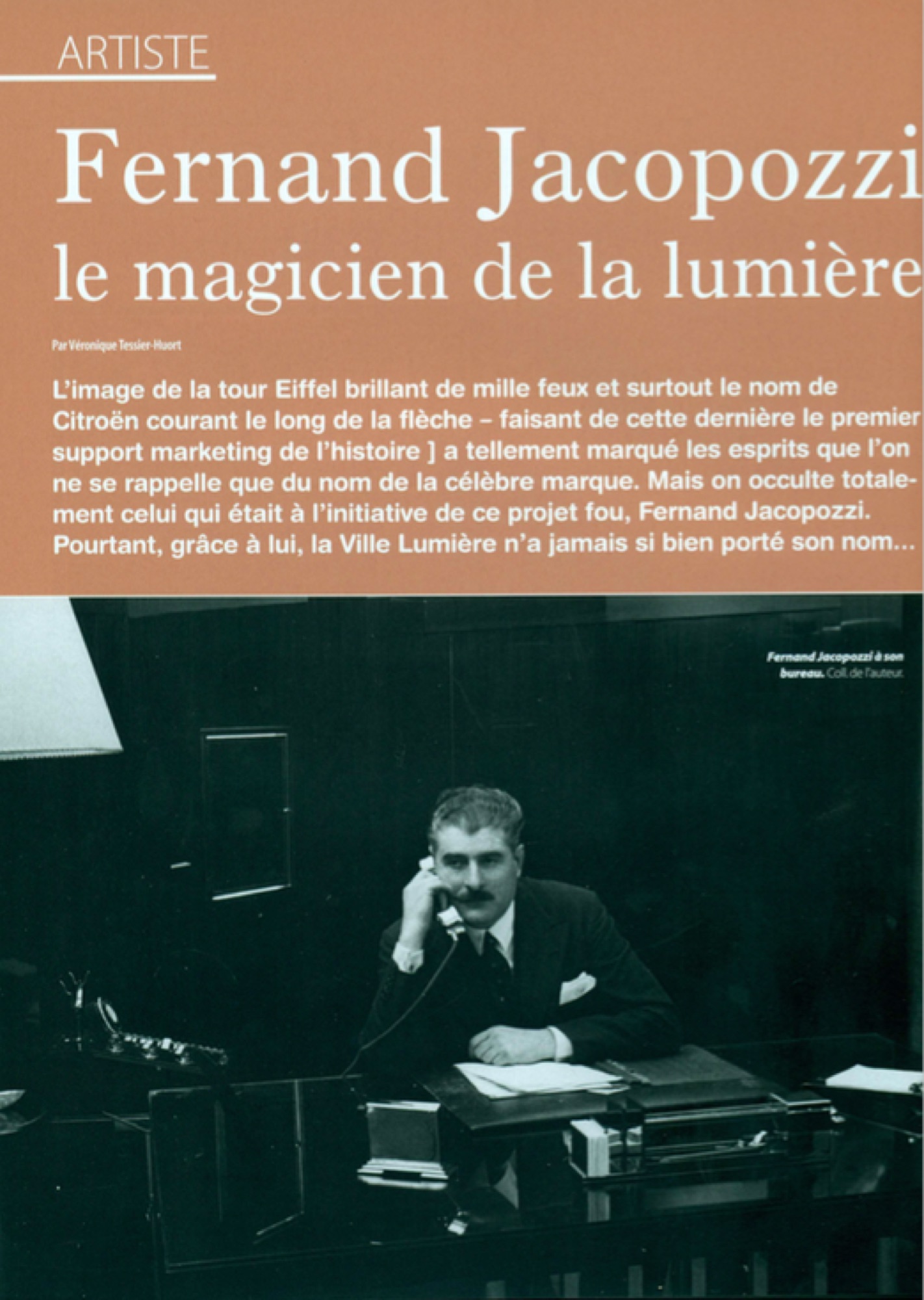 Page du magazine « Paris, de Lutèce à nos jours » consacrée à Fernand Jacopozzi