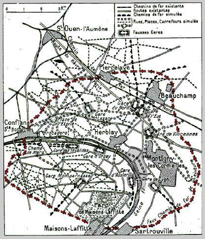 Plan militaire du Faux Paris, zones A2 et B2, août 1917