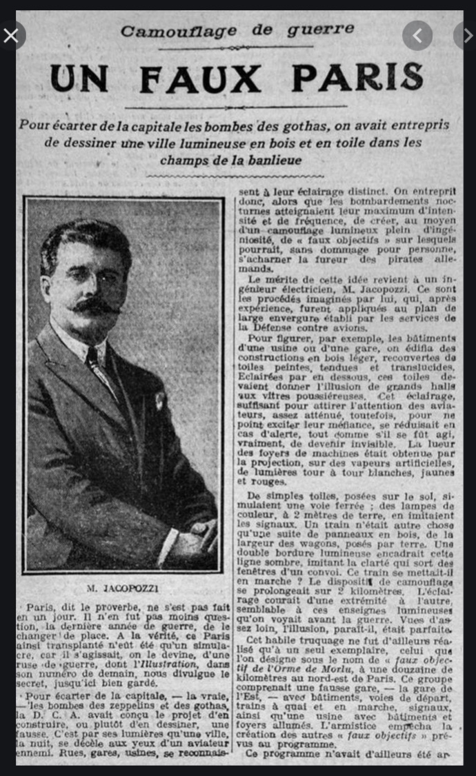 Schéma du dispositif Faux Paris, 1917